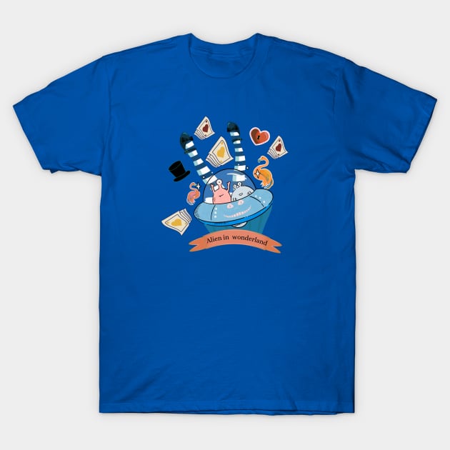 Alien in wonderland T-Shirt by pokymike